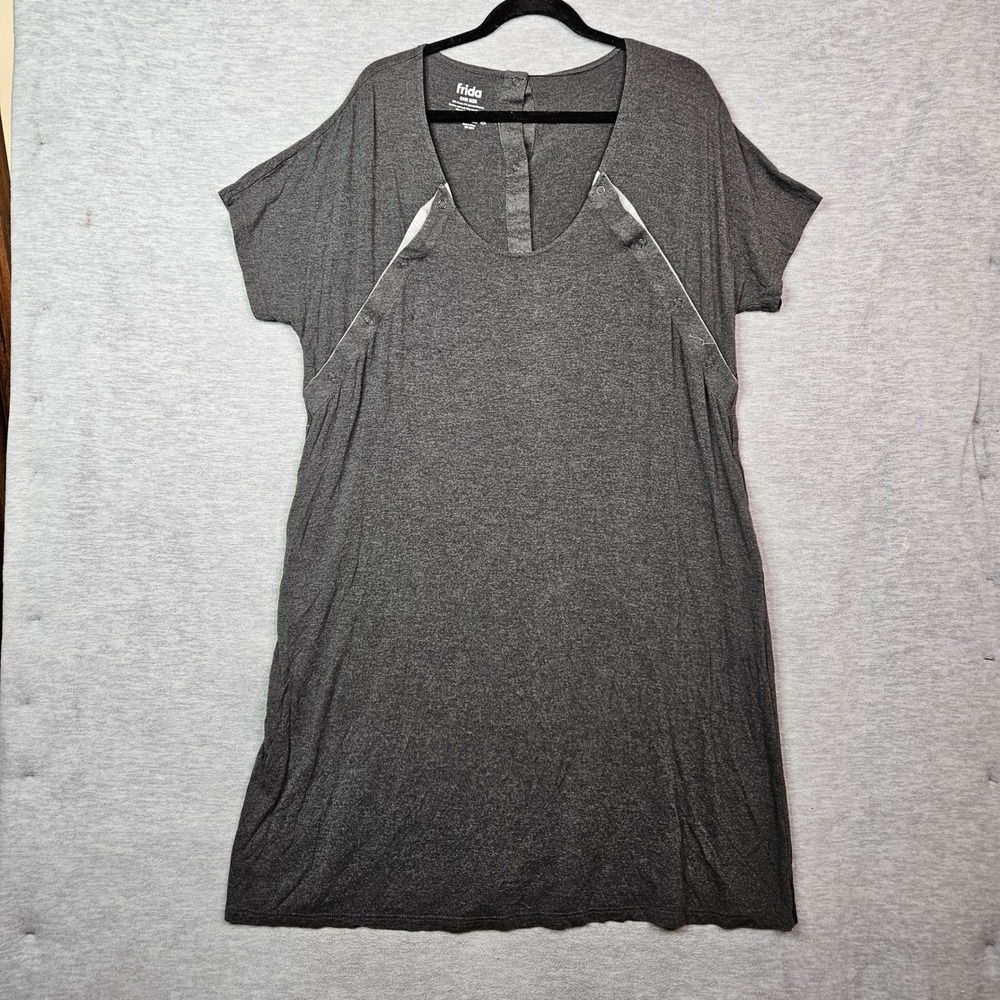 Frida Mom Delivery Nursing Gown Charcoal Gray Dress One Size